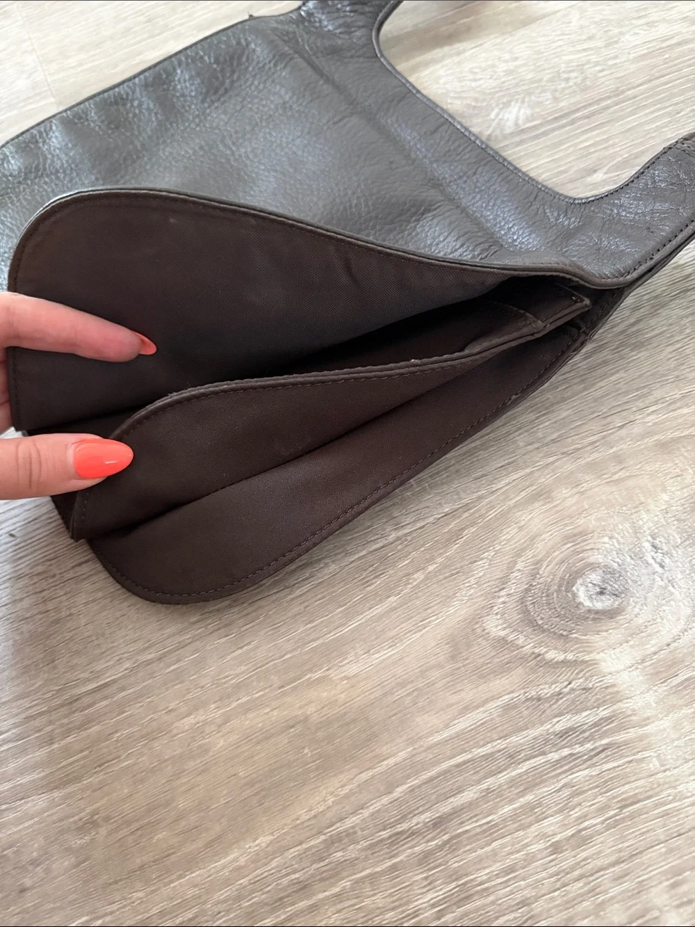 Dark Brown Genuine Leather Messenger Bag with Wide Shoulder Strap
